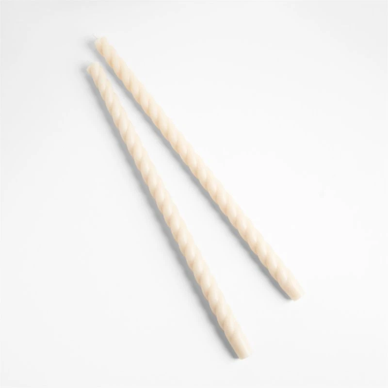 Off White Twisted Taper Candles 18", Set of 2 by Laura Kim