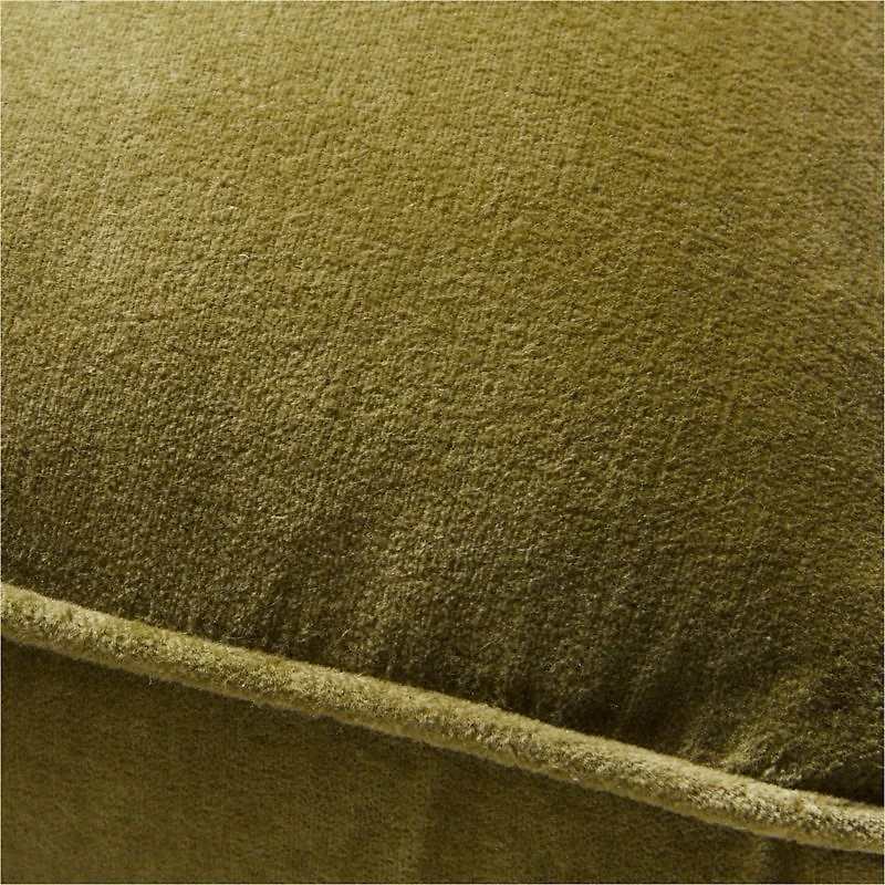 Velvet Linen 14x14 Oregano Green Gusset Throw Pillow by Laura Kim