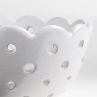White Scallop Eyelet Stoneware Colander by Laura Kim
