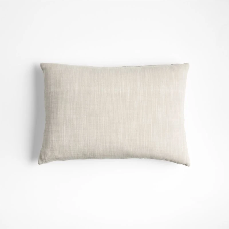 Embroidered Organic Cotton 22"x15" Arctic Ivory Throw Pillow Cover by Lisa Whittington