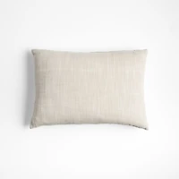 Embroidered Organic Cotton 22"x15" Arctic Ivory Throw Pillow Cover by Lisa Whittington