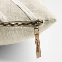 Embroidered Organic Cotton 22"x15" Arctic Ivory Throw Pillow Cover by Lisa Whittington