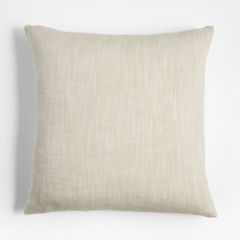 Embroidered Organic Cotton 23"x23" Arctic Ivory Throw Pillow Cover by Lisa Whittington