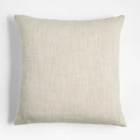 Embroidered Organic Cotton 23"x23" Arctic Ivory Throw Pillow Cover by Lisa Whittington
