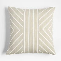 Embroidered Organic Cotton 23"x23" Arctic Ivory Throw Pillow Cover by Lisa Whittington
