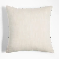 Embroidered Organic Cotton 23"x23" Ink Black Throw Pillow by Lisa Whittington with Feather Insert
