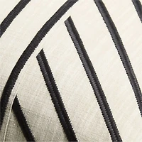 Embroidered Organic Cotton 23"x23" Ink Black Throw Pillow by Lisa Whittington with Feather Insert