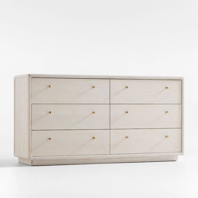 Lafayette 62" Whitewashed Wood 6-Drawer Dresser