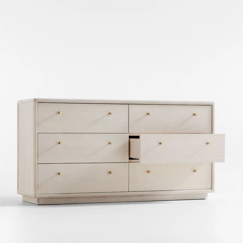 Lafayette 62" Whitewashed Wood 6-Drawer Dresser