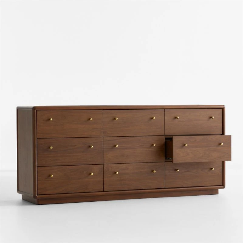 Lafayette 72" Walnut Wood 9-Drawer Dresser