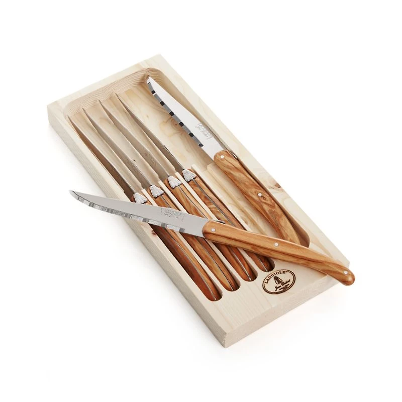 Jean Dubost Laguiole ® Olivewood Steak Knives, Set of 6