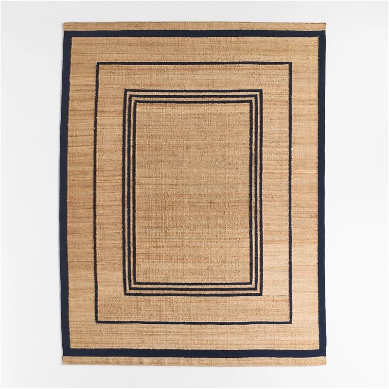 Lagos Jute and Wool Blend Blue Handwoven Rug Swatch 12"x18"