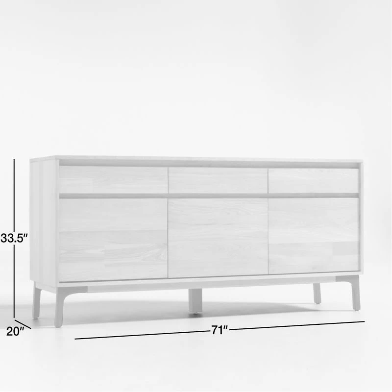 Lakin 71" White Oak Wood Credenza