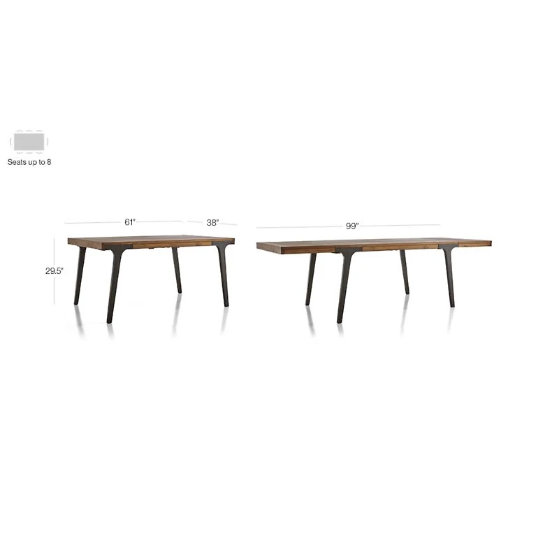 Lakin 61"-99" Teak Extendable Dining Table