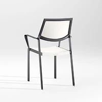 Lanai White Mesh Square Stackable Outdoor Dining Armchair