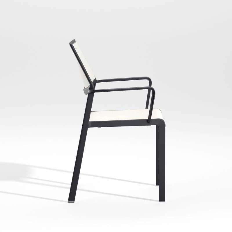 Lanai White Mesh Square Stackable Outdoor Dining Armchair