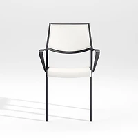 Lanai White Mesh Square Stackable Outdoor Dining Armchair