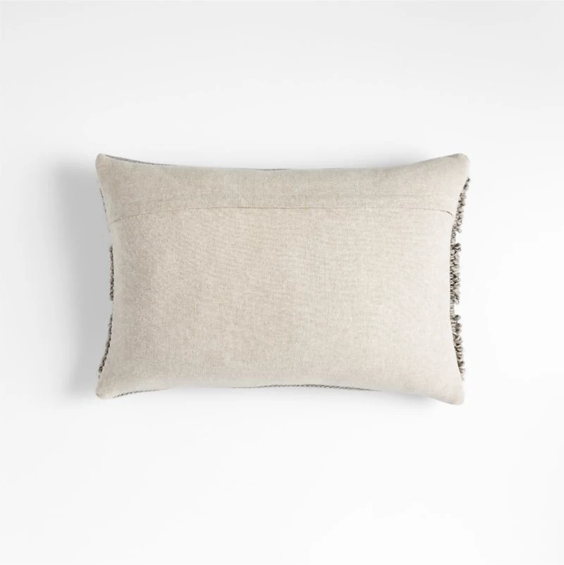 Lancaster 22"x15" Textured Cotton Pebble Grey Plaid Pillow with Down-Alternative Insert