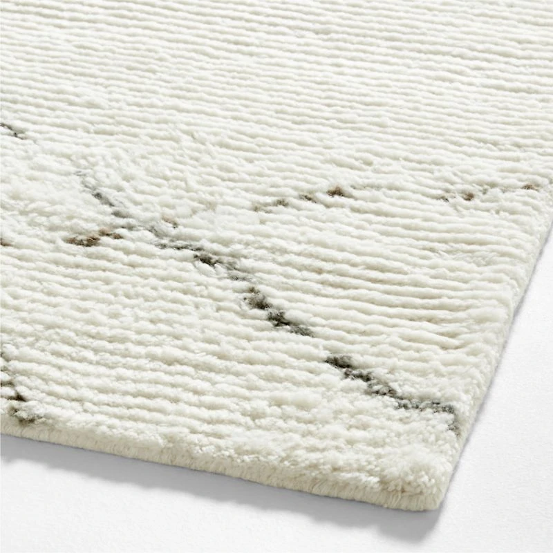 Larache Wool Hand-Knotted Moroccan White Area Rug 10'x14'