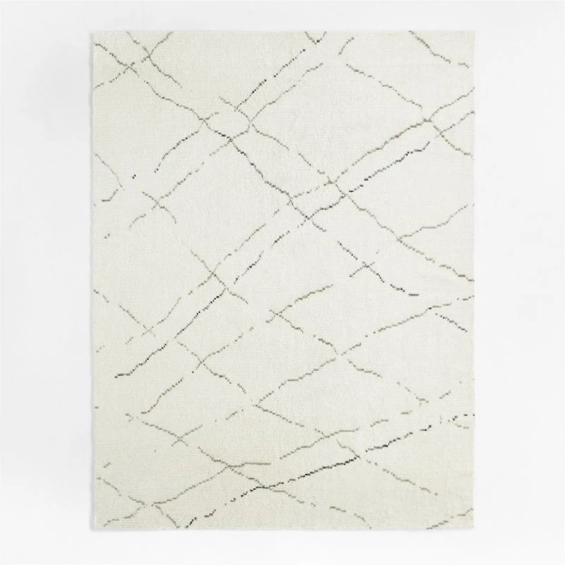 Larache Wool Hand-Knotted Moroccan White Area Rug 10'x14'