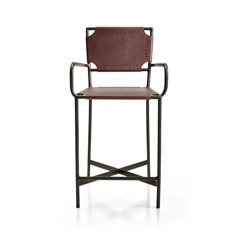 Laredo Brown Leather Counter Stool