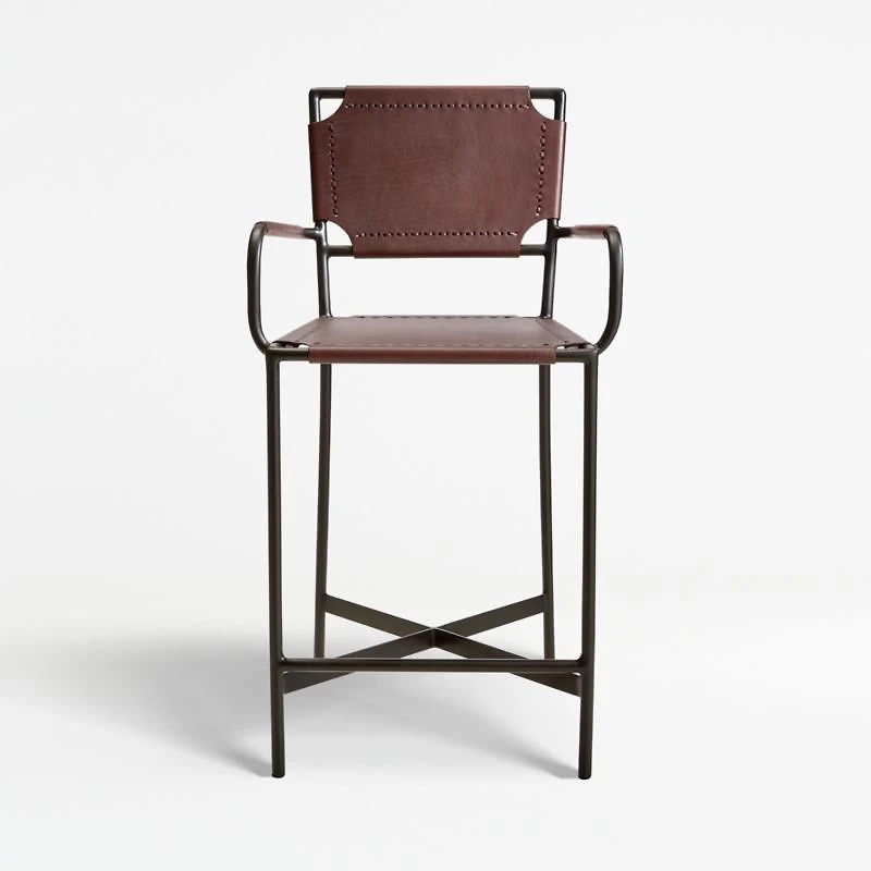 Laredo Brown Leather Counter Stool