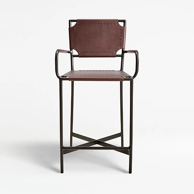 Laredo Brown Leather Counter Stool