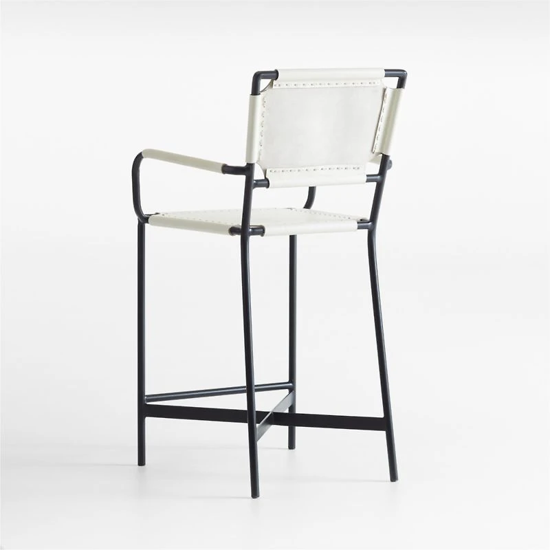 Laredo White Leather Counter Stool