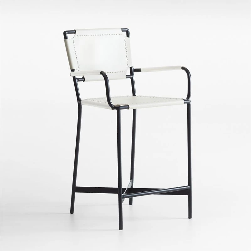 Laredo White Leather Counter Stool