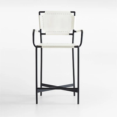 Laredo White Leather Counter Stool