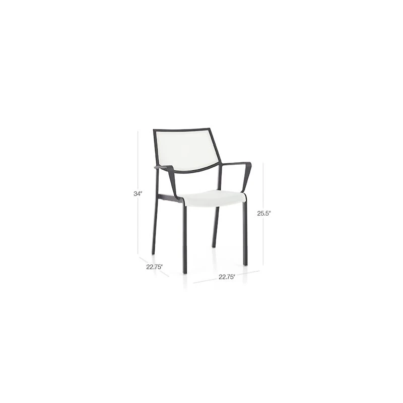 Lanai White Mesh Square Stackable Outdoor Dining Armchair