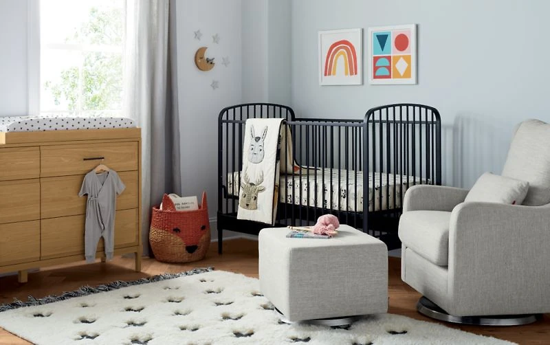 Larkin Black Metal Convertible Baby Crib