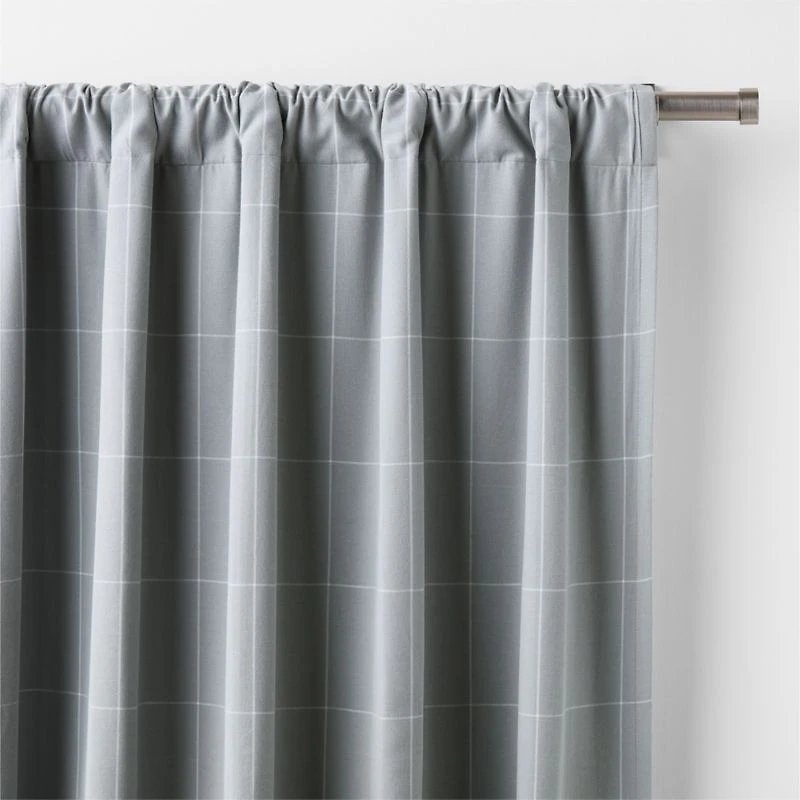 Cool Grey Lattice Herringbone Weave Blackout Curtain Panel 84"