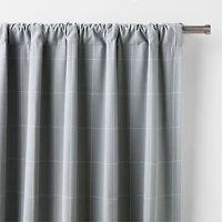Cool Grey Lattice Herringbone Weave Blackout Curtain Panel 84"