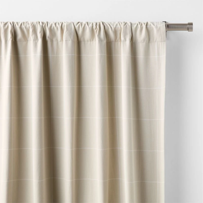 Stone Tan Lattice Herringbone Weave Blackout Curtain Panel 63"