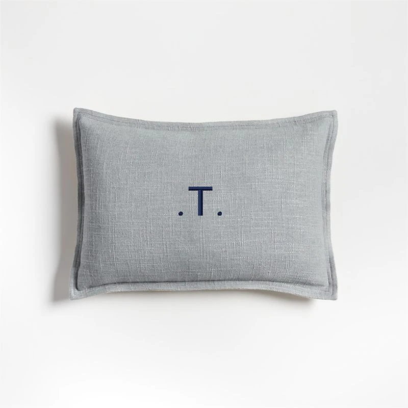 Organic Laundered Linen 18x12 Quarry Blue Throw Pillow Cover