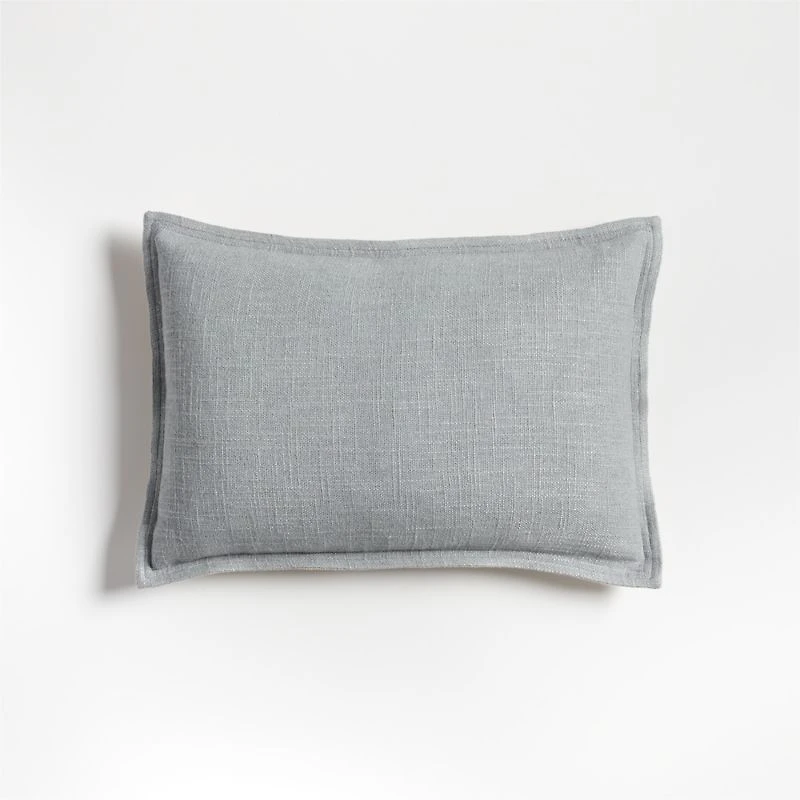 Organic Laundered Linen 18x12 Quarry Blue Throw Pillow Cover