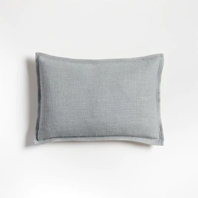 Organic Laundered Linen 18x12 Quarry Blue Throw Pillow Cover