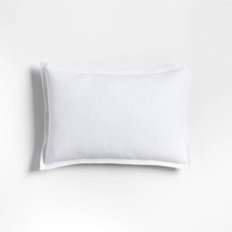 Organic Laundered Linen 18x12 White Throw Pillow Cover