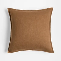 Maple Brown 20"x20" Organic Laundered Linen Throw Pillow Cover