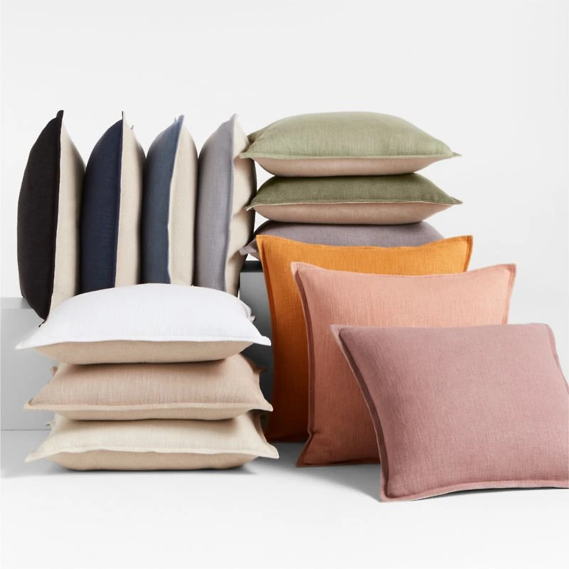 Organic Laundered Linen 20"x20" Moody Mauve Throw Pillow with Feather Insert