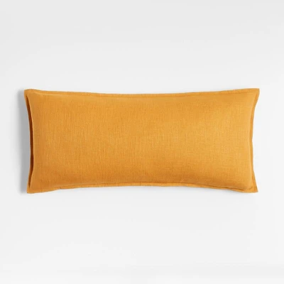 Amber 36x16 Laundered Linen Throw Pillow Cover