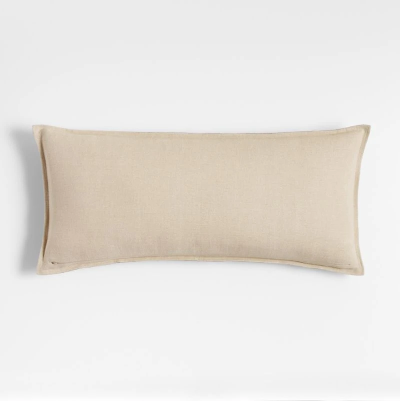Dark Grey 36"x16" Laundered Linen Throw Pillow Cover