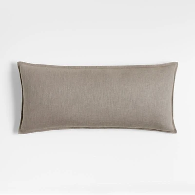 Dark Grey 36"x16" Laundered Linen Throw Pillow Cover