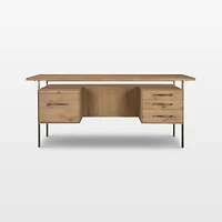 Sedgwick Solid Oak Wood Desk with Storage