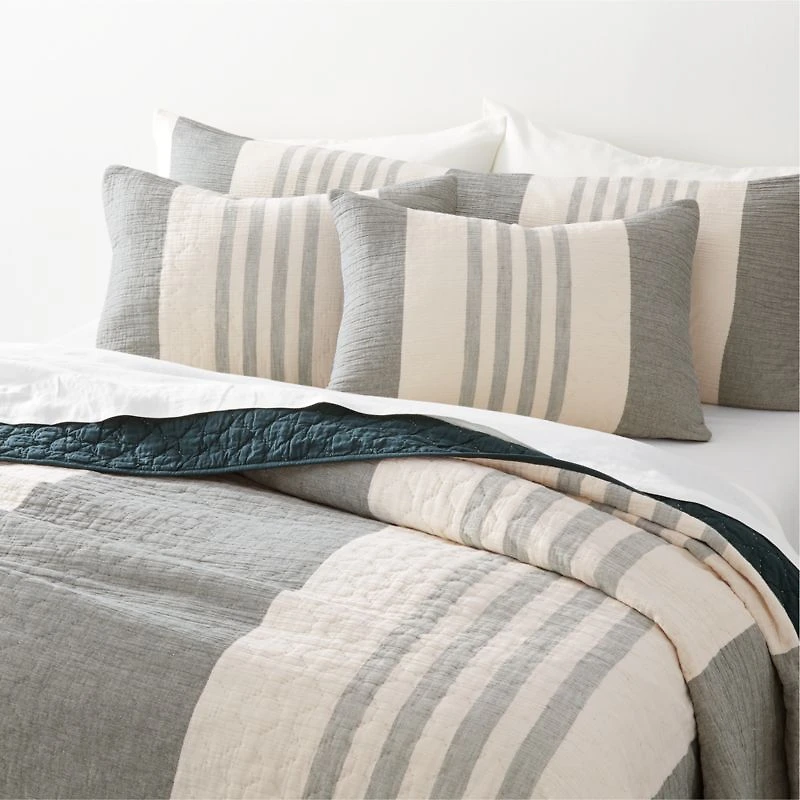 Laurentis Blue Crinkle Stripe Euro Sham