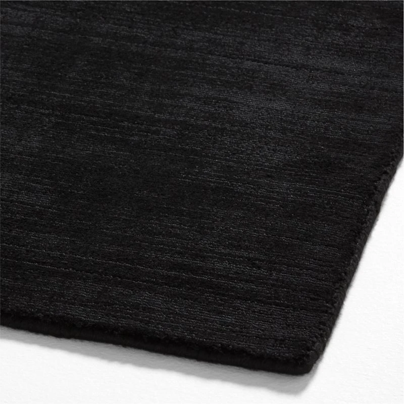 Laval Viscose Handwoven Solid Black Area Rug 6'x9'