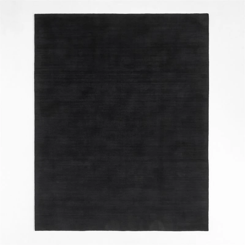 Laval Viscose Handwoven Solid Black Area Rug 6'x9'