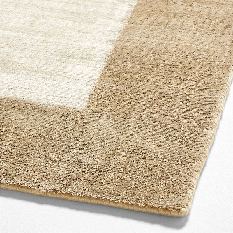 Laval Border Viscose Handwoven Taupe Area Rug 10'x14'