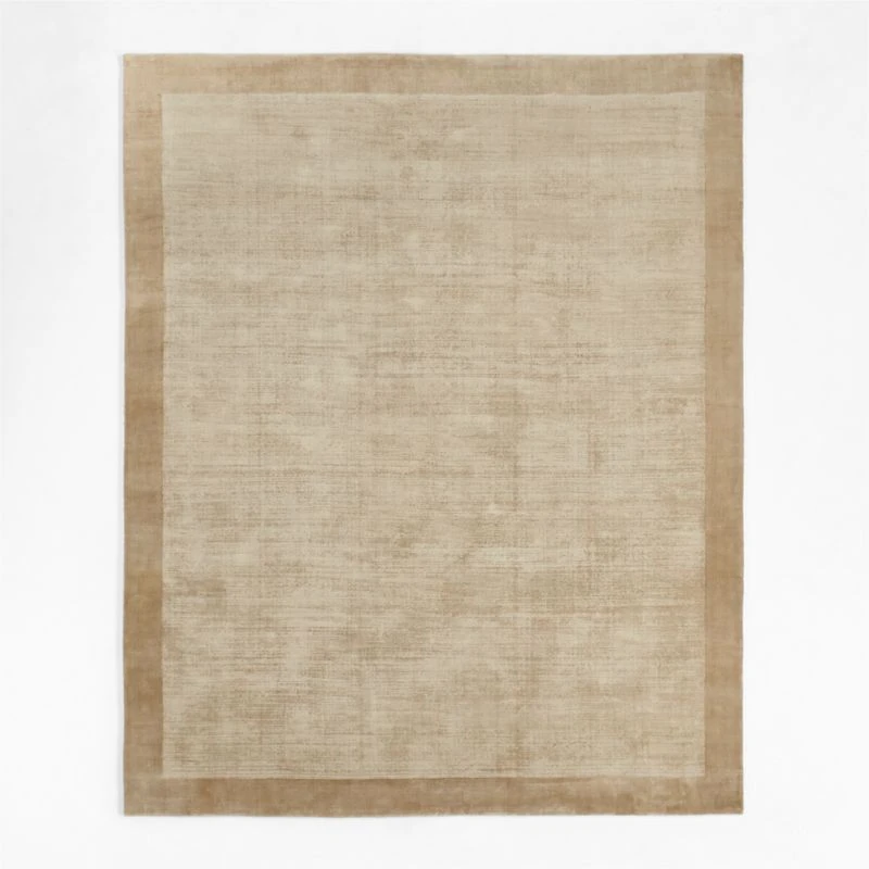 Laval Border Viscose Handwoven Taupe Area Rug 10'x14'